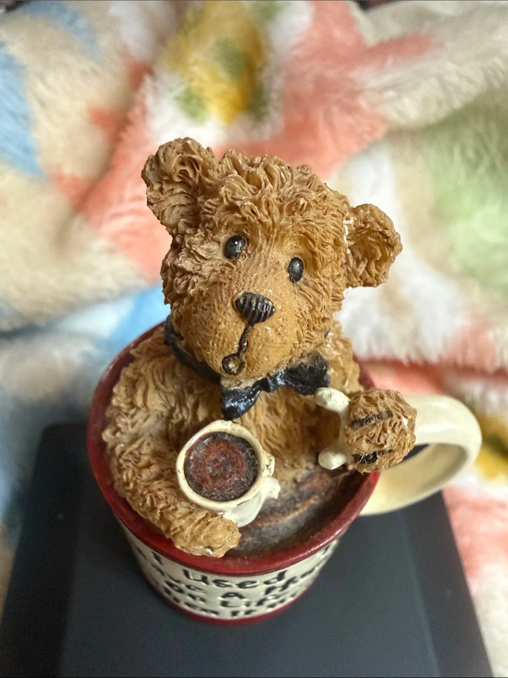BOYDS BEARS Brown Bear Figurine in Red-Trim Coffee Mug